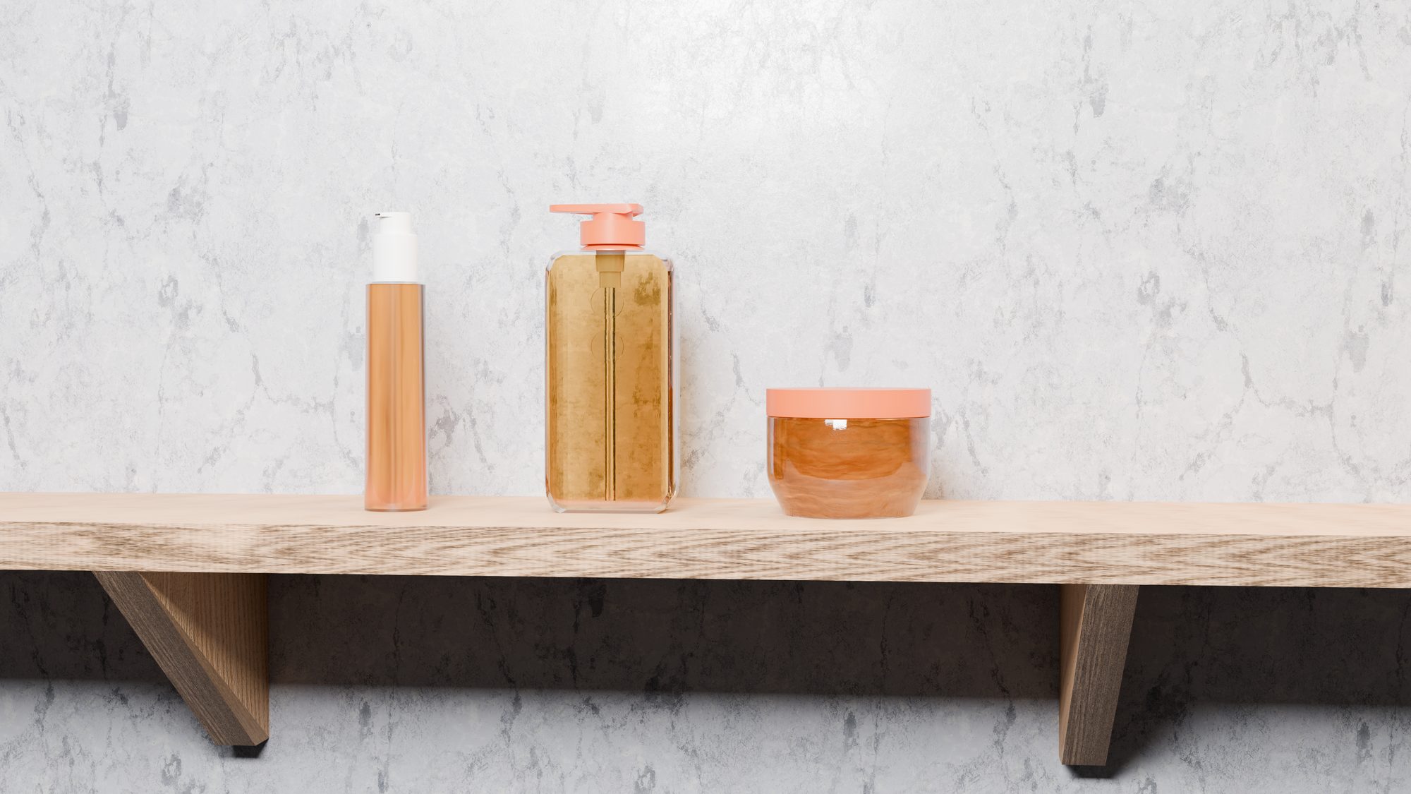 Bathroom shelf cosmetics scene render