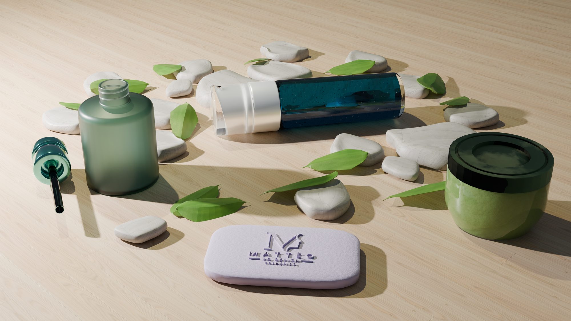 Cosmetics packaging renders