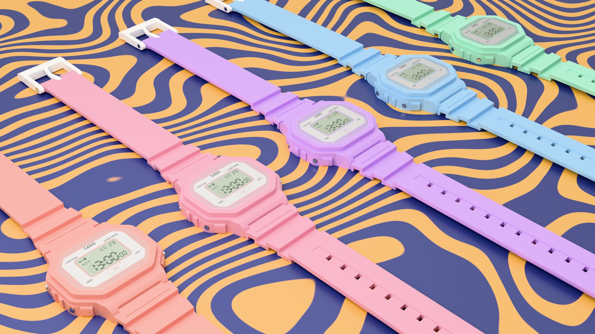 Pastel Casio watch lineup render
